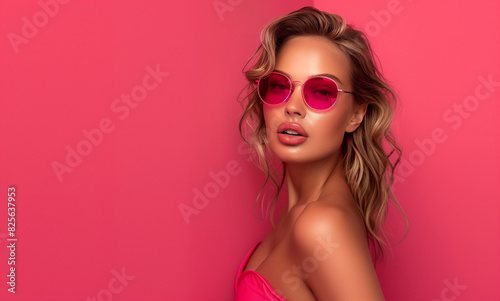 portrait of a woman with sunglasses, header for webshop