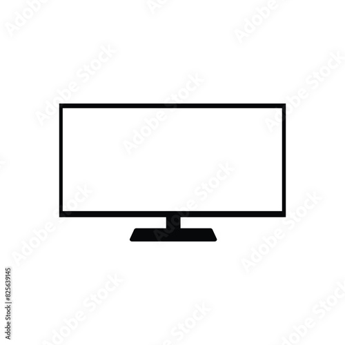 Monitor icon in flat style with background.