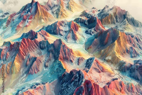 Wallpaper Mural a stunning aerial view of a mountainous landscape featuring a winding river, lush greenery, and towering mountains Torontodigital.ca