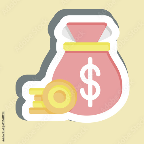 Sticker Cash Collection. related to Finance and Tax symbol. simple design illustration