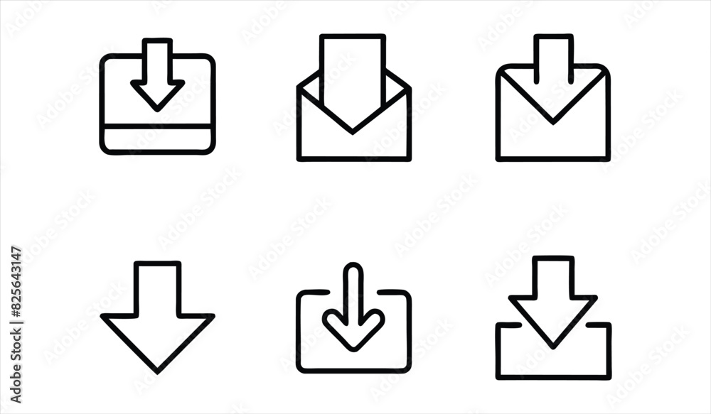 download icons set. editable stroke outline icons set. vector illustration. download icons set. editable stroke outline icons set. vector illustration.