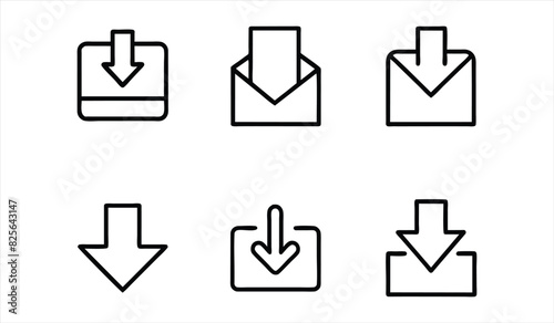 Free Download download icons set. editable stroke outline icons set. vector illustration. - GFXLoad