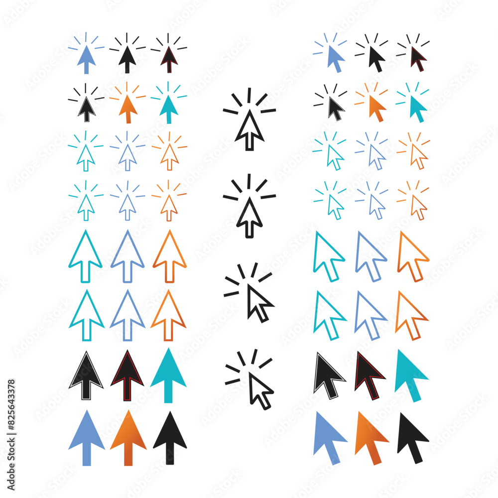Computer mouse click cursor icon set in flat style with background ...