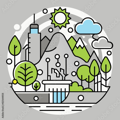Cityscape With Mountain and Green Trees