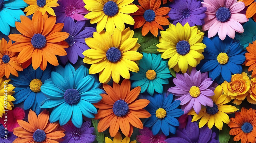 Fototapeta premium 3D background colorful floral pattern illustration
