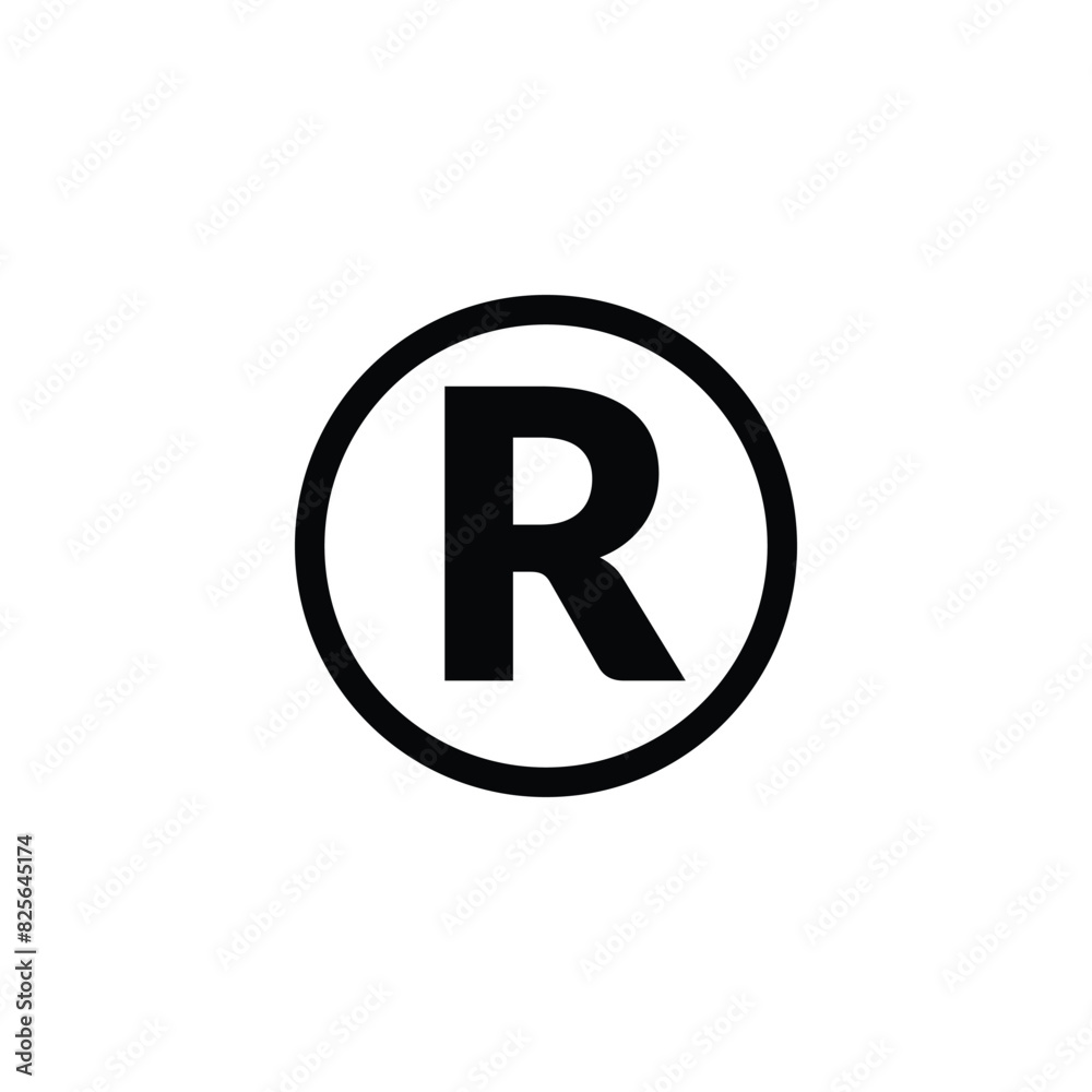 Registered Trademark symbol , isolated black vector illustration. Registered Trademark symbol , isolated black vector illustration.