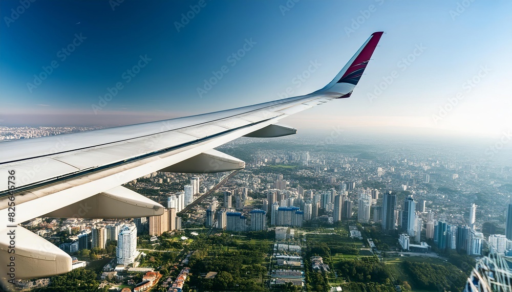 a commercial airplane wing seen from a passenger window a commercial airplane wing seen from a passenger window