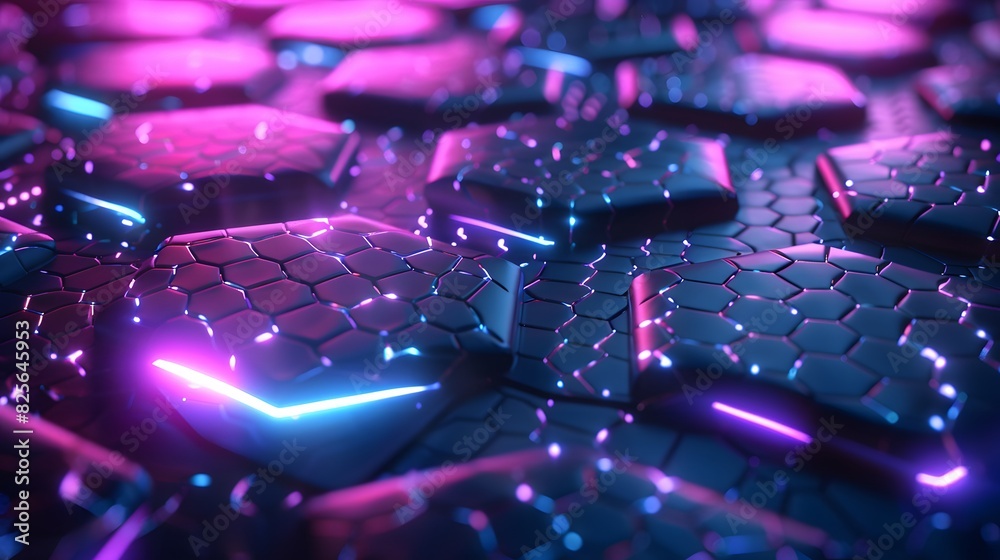 Fototapeta premium Digital hexagon abstract background. 