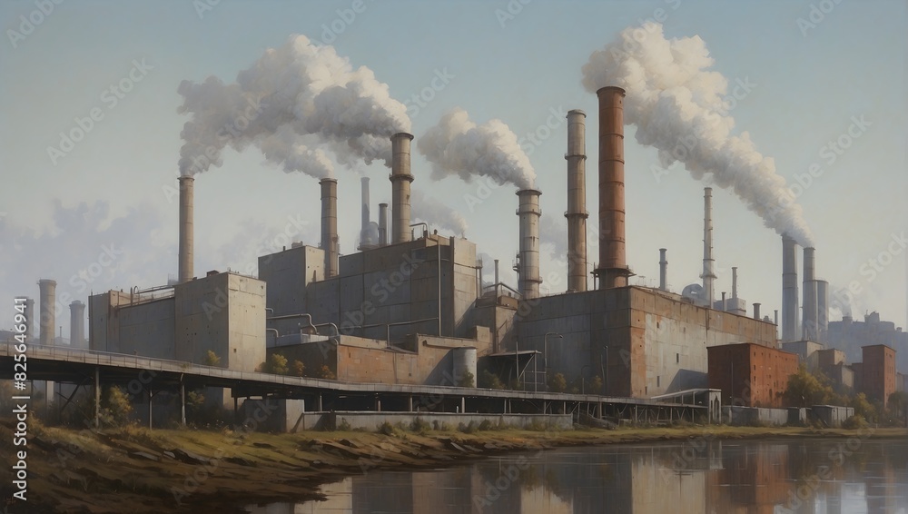 Set against a zinc background, the industrial skyline echoes with the hum of progress ai_generated Set against a zinc background, the industrial skyline echoes with the hum of progress ai_generated
