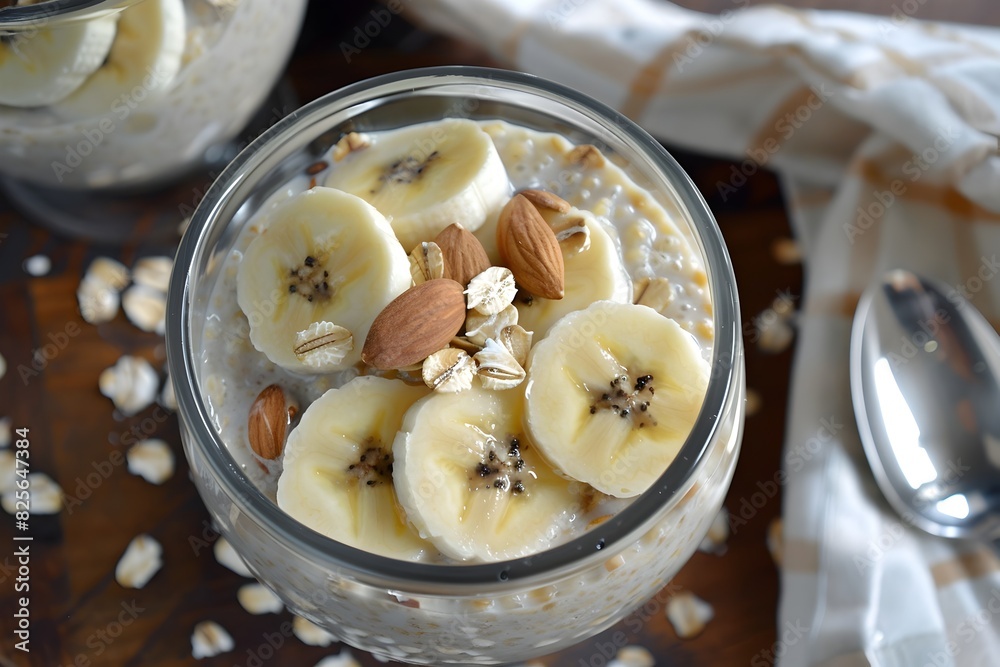 Overnight Oats with Bananas and Nuts for Seniors Managing Obesity and Diabetes Overnight Oats with Bananas and Nuts for Seniors Managing Obesity and Diabetes