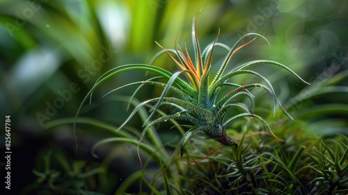 Tillandsia flexuosa is a species of airplant with curved leaves and striped trichomes found in the Everglades wetland photo