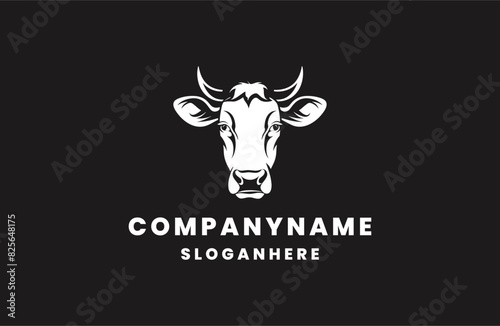 Head cow style logo icon design template flat vector