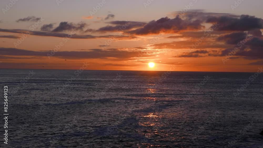 Sun setting over the sea near Port Isaac. Cornwall. UK Sun setting over the sea near Port Isaac. Cornwall. UK