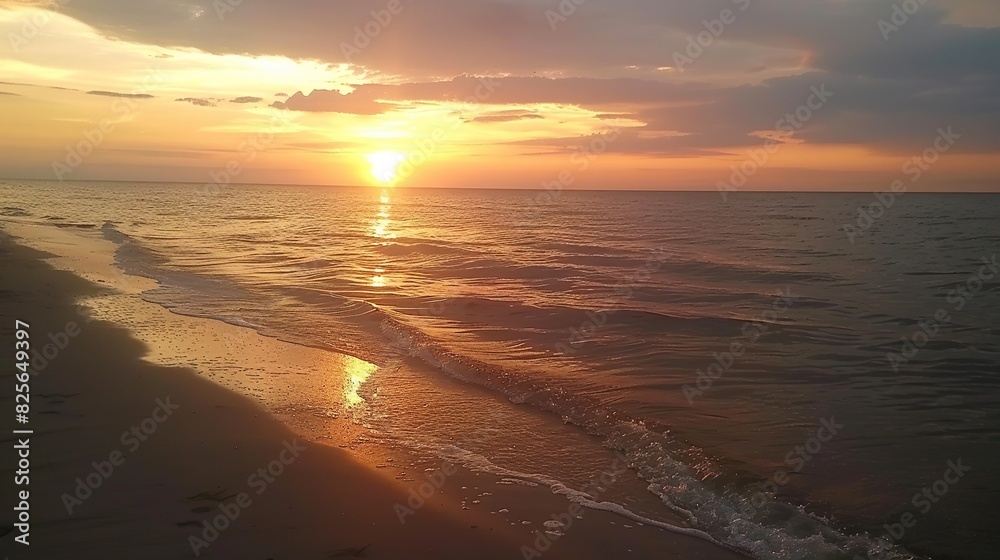 Sunset Over the Ocean, A Serene Evening Bliss. Generative Ai