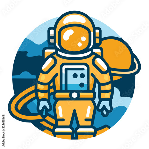 Astronaut in Space Suit Standing in Front of Planet