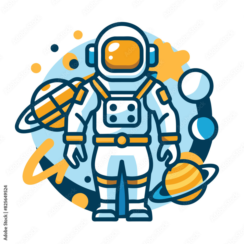 Astronaut Illustration with Planets and Stars Astronaut Illustration with Planets and Stars