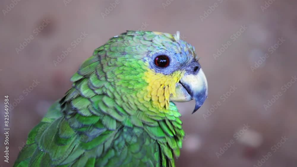 A Turquoise-fronted Parrot (Amazona festiva) in an indigenous shelter in the city of Minaçú, State of Goiás, Brazil A Turquoise-fronted Parrot (Amazona festiva) in an indigenous shelter in the city of Minaçú, State of Goiás, Brazil