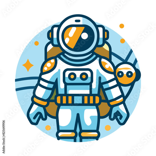 Astronaut in Space Suit with a Companion Robot