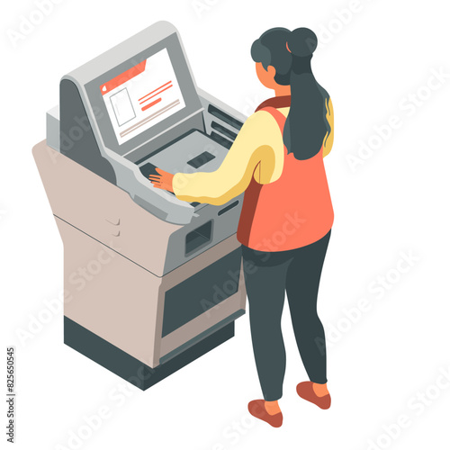 illustration of a person using a large office printer or photocopier