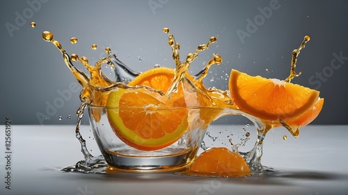 assemblage of PNG. Splash of orange juice isolated on clear background photo