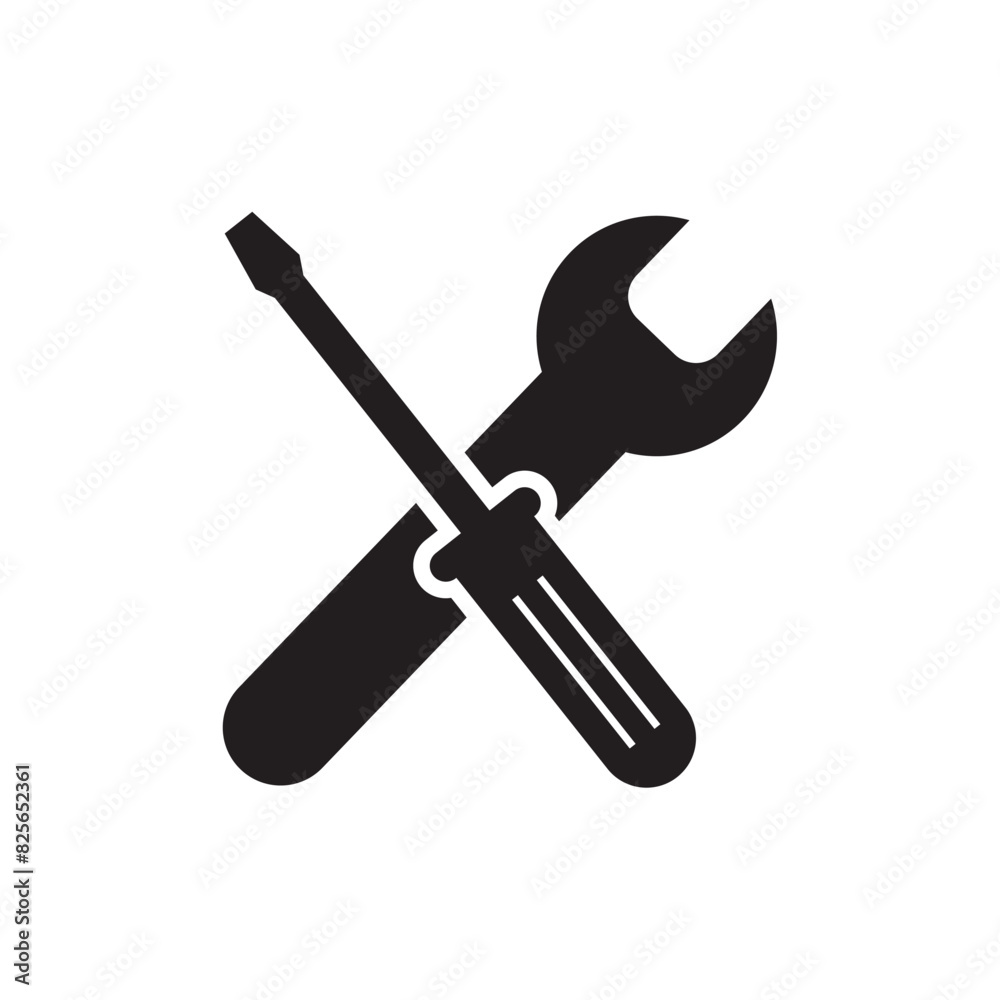 Flat screw driver icon symbol vector Illustration. Flat screw driver icon symbol vector Illustration.