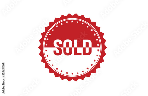 Red banner Sold on white background.