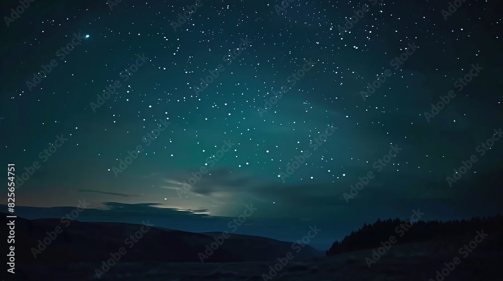 Starry Night Sky Over a Peaceful Rural Landscape. Generative Ai