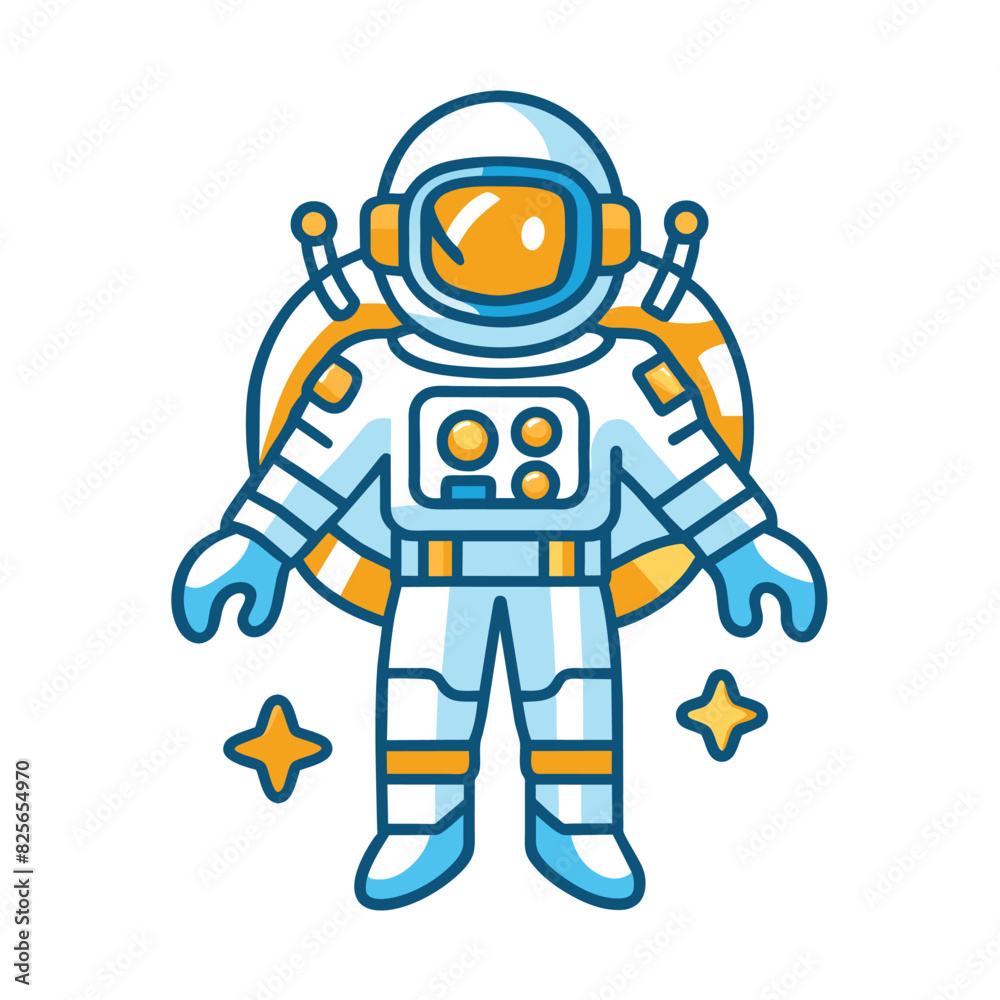 Cartoon Astronaut in Spacesuit with Stars Cartoon Astronaut in Spacesuit with Stars
