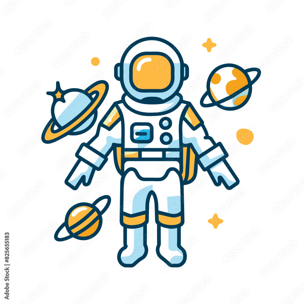 Astronaut Floating in Space with Planets and Stars Astronaut Floating in Space with Planets and Stars