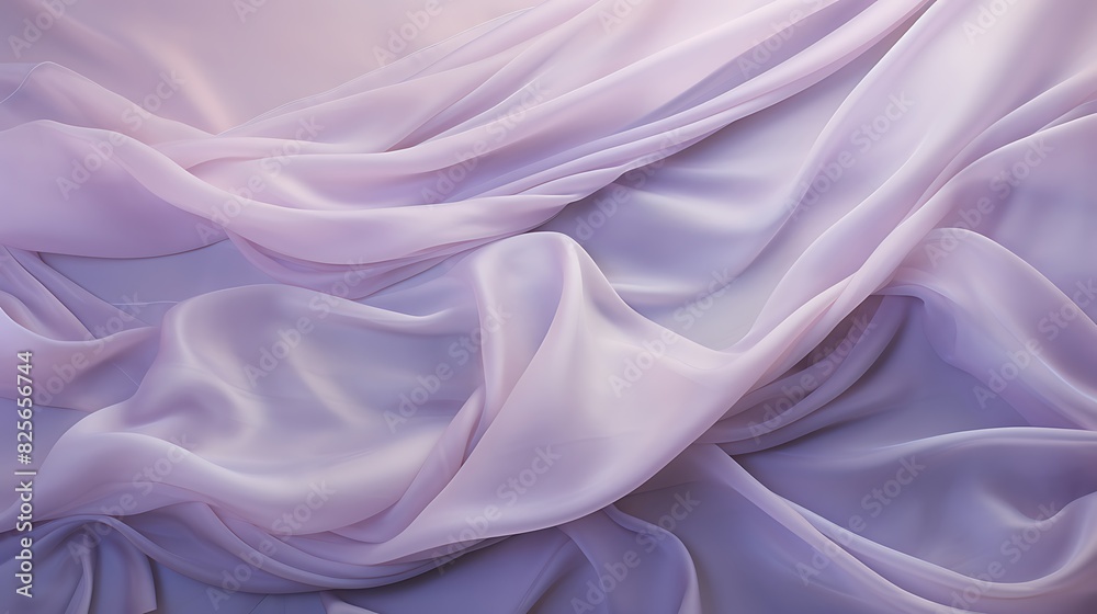 A pale lavender silk cloth draped softly, creating an atmosphere of serenity and grace in the frame.