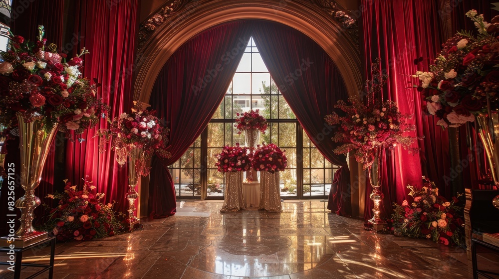 Fototapeta premium Wedding Backdrop Forms An Idyllic Scene For Cherished Memories
