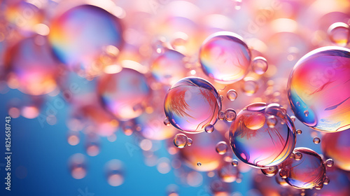 Macro shot of soap bubbles revealing beautiful iridescent colors