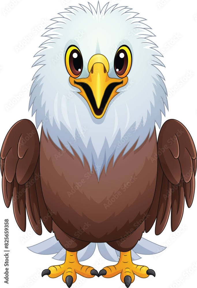 Naklejka premium Cartoon American bald eagle standing