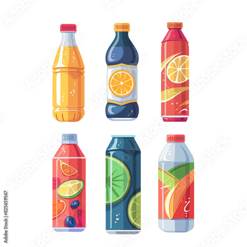 A collection of colorful beverages in bottles and cans
