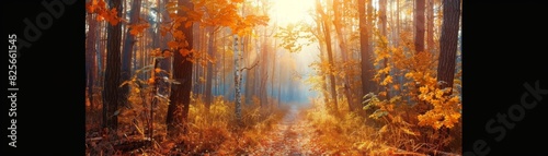 Enchanting Autumn Forest with Falling Leaves © ZeeZaa
