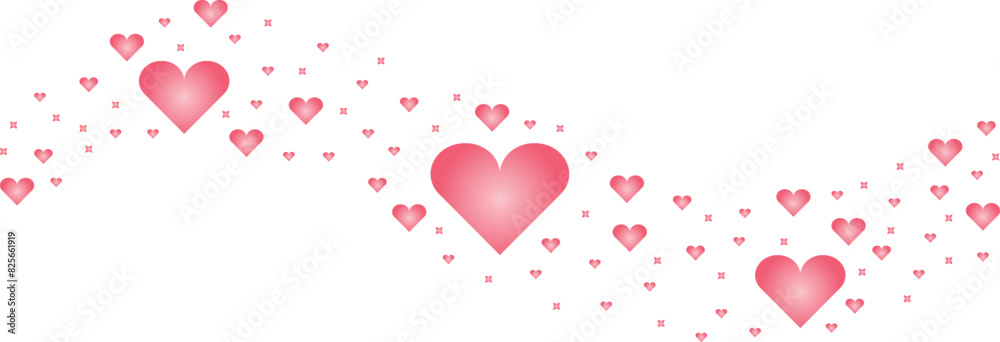 Valentine day celebration clip art wave hearts background