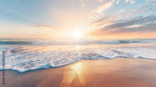 Serene Beach Sunrise with Gentle Waves © kmmind