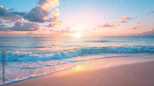 Sunset Beach with Gentle Rolling Waves