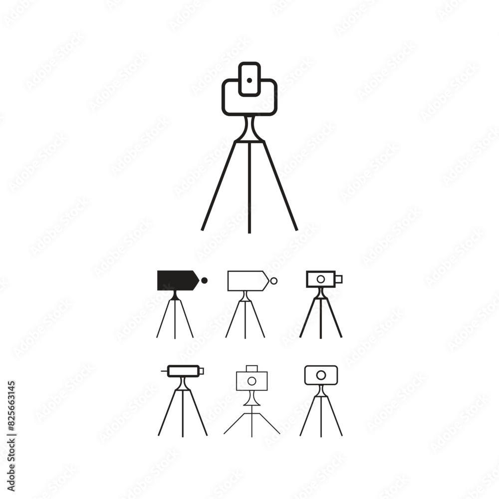 Theodolite on tripod line icon. Flat style design isolated on white background. Theodolite on tripod line icon. Flat style design isolated on white background.