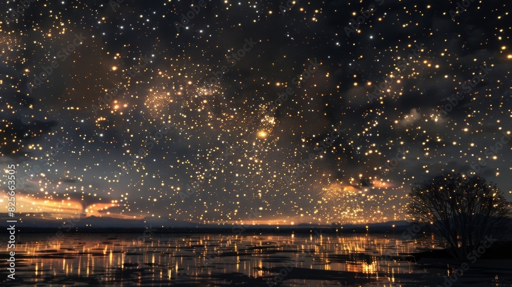 Naklejka premium The everchanging movement of particles creating a living breathing constellation in the night sky.