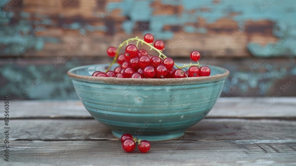 Fresh Red Currants in a Bowl on a Wooden Background Fresh Red Currants in a Bowl on a Wooden Background