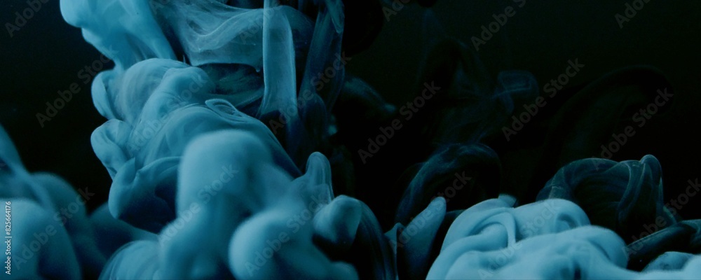 Fototapeta premium Black Background With Blue Smoke