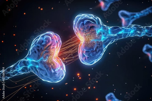 Neural connection: nerve synapse - intricate junction where nerve cells communicate, essential for transmitting signals throughout the nervous system. photo