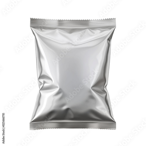 A empty foil and plastic snack bag mockup Isolated on transparent background