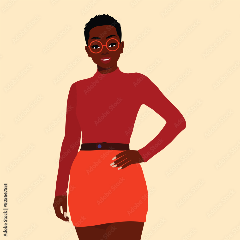 Stylish afro black woman in elegant art style vector Stylish afro black woman in elegant art style vector