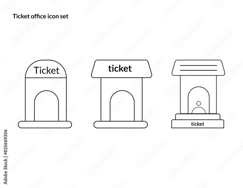Ticket office icon set. style design isolated on white background Ticket office icon set. style design isolated on white background