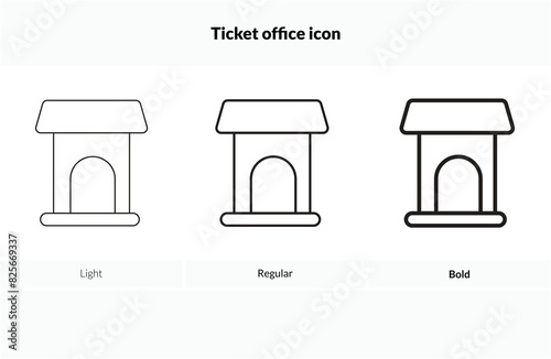 Ticket office icon. Light, Regular And Bold style design isolated on white background