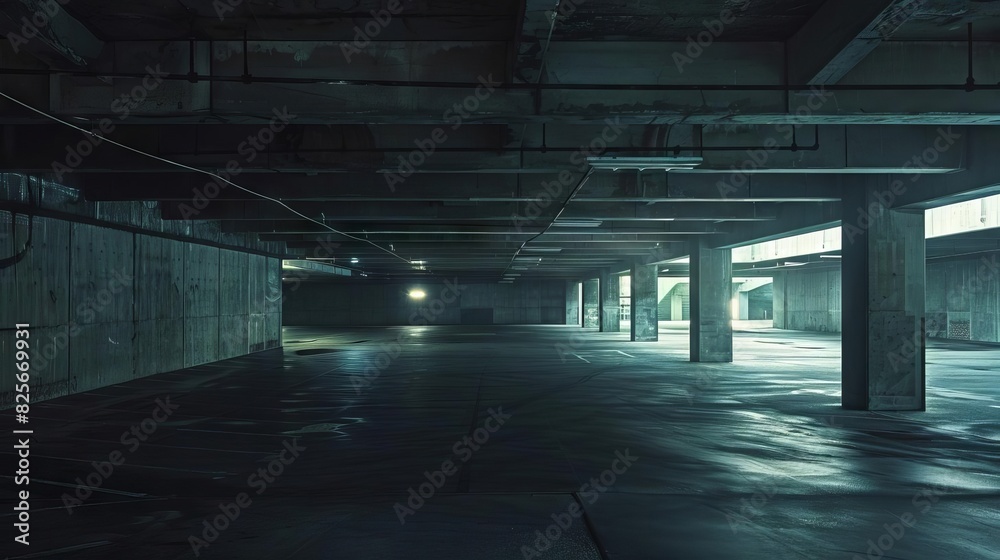 abandoned concrete labyrinth moody atmospheric shot of empty parking garage abstract photo