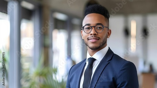 ambitious young businessman in professional attire ready for corporate success headshot photography