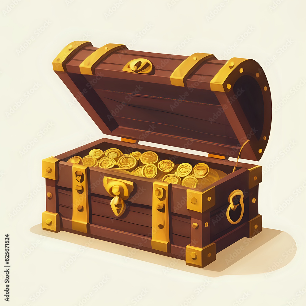 flat design of Pirate gold treasure chest - generated by ai flat design of Pirate gold treasure chest - generated by ai